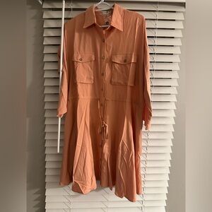 Easel Coral Shirt Dress